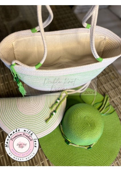 Vero 3lü Takım Plaj Çantası , El Çantası Clutch, Şapka, Totebag,çanta, Yazlık, Hediyelik, modelleri