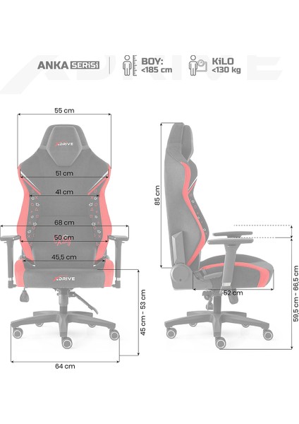 Anka Profesyonel Oyuncu Koltuğu. (King Özel Seri) Kırmızı/siyah. fırsatları