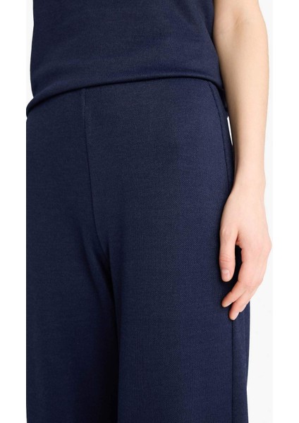 Wide Leg Basic Düz Pike Geniş Paça Pantolon E5784AX25SP