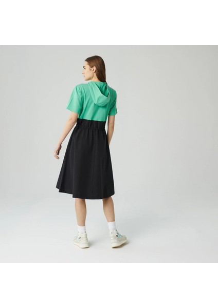 Kadın Loose Fit Truvakar Kollu Kapüşonlu Fermuarlı Siyah Elbise fiyatları