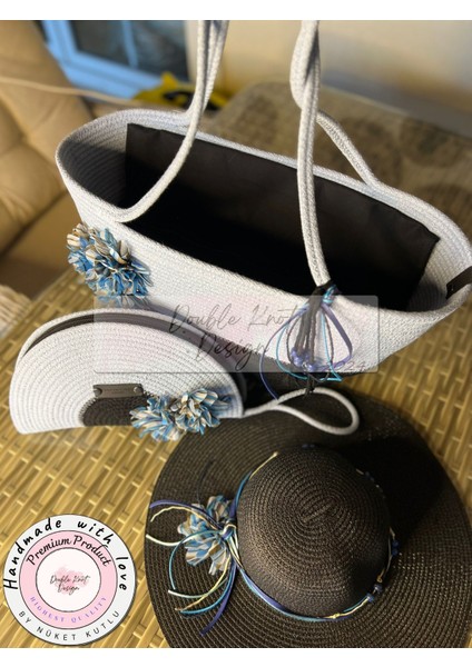 Vero 3lü Takım Plaj Çantası , El Çantası Clutch, Şapka, Totebag,çanta, Yazlık, Hediyelik, fiyatları