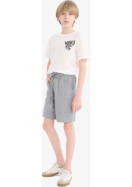 Erkek Çocuk Bisiklet Yaka Baskılı Kısa Kollu Tişört