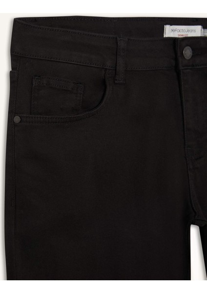 Carlo Skinny Fit Solmayan Renk Ekstra Dar Kalıp Normal Bel Ekstra Dar Paça Siyah Jean Pantolon R8763AZ25SP