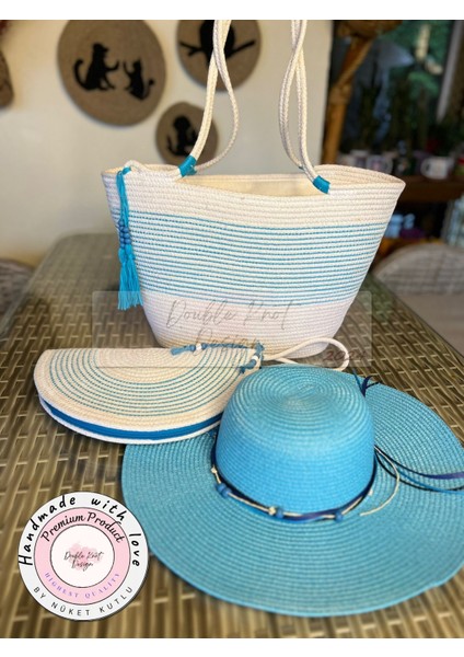 Vero 3lü Takım Plaj Çantası , El Çantası Clutch, Şapka, Totebag,çanta, Yazlık, Hediyelik, fiyatları