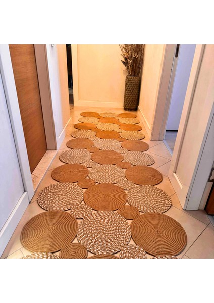 Luke 310 Naturel Yolluk Uzun Halı Antre Hol Koridor Halısı Hasır Dokulu Dekoratif Jüt Banyo Paspası