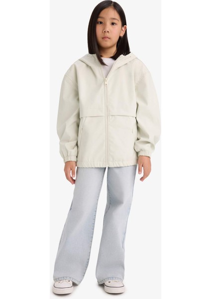 Kız Çocuk Su Geçirmez Kapüşonlu Fermuarlı Yağmurluk E0058A825AU