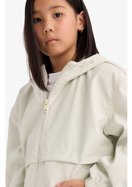 Kız Çocuk Su Geçirmez Kapüşonlu Fermuarlı Yağmurluk E0058A825AU