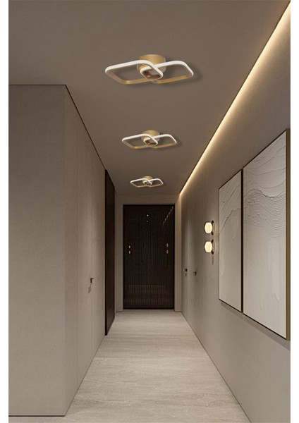 Modern Eskitme Gold İkili Kare 3 Renk (Beyaz&sarı&günışığı) LED Avize Antre Hol Koridor indirimleri