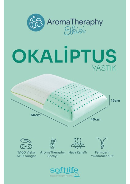 Aroma Therapy Okaliptüs Visco Yastık ve Yastık Spreyi 60x40x15cm fiyatları