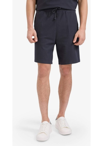 %100 Pamuk Relax Fit Twill Dokulu Cepli Şort