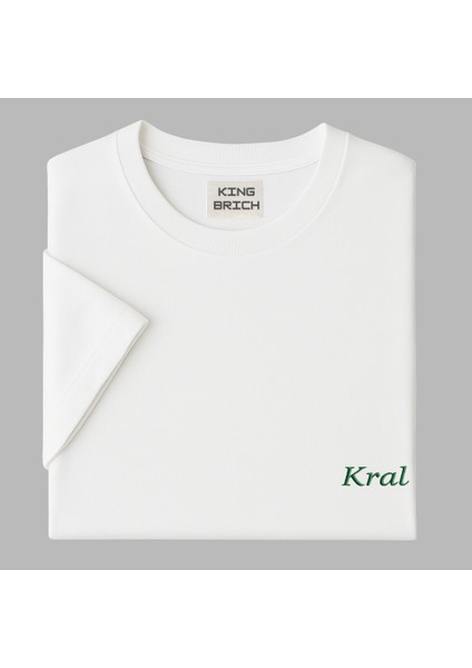 Kişiye Özel Nakışlı Yakası Biyeli Kısa Kollu Bisiklet Yaka Premium Beyaz Oversize Tişört 2xl fırsatları