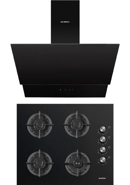 Plus 2\'li Siyah Ankastre Set (Ocak-Davlumbaz)