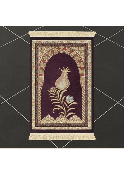 Kişiye Özel Nakış Işlemeli Lale Motifli Astarlı Saçaklı Kırmızı Renk Hediyelik Seccade indirimleri