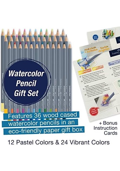Goldfaber Aqua Boya Kalemi Hediye Seti 36 Lı, 12 Pastel ve 24 Klasik Renk, Yüksek Pigmentli, Suya Dayanıklı, Metal Kutu
