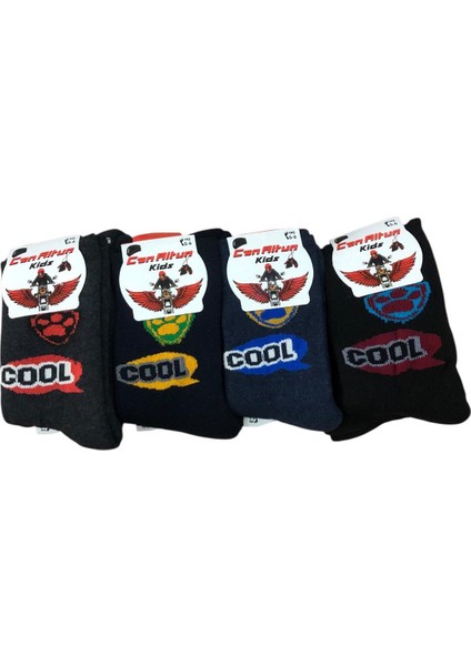 4 Lü Erkek Çocuk Pamuklu Havlu Soket Çorap Karışık Renkler