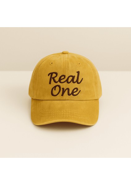 Isme Özel Nakışlı Sarı Vintage Stil Eskitme Kumaş Ayarlanabilir Unisex Beyzbol Şapkası modelleri