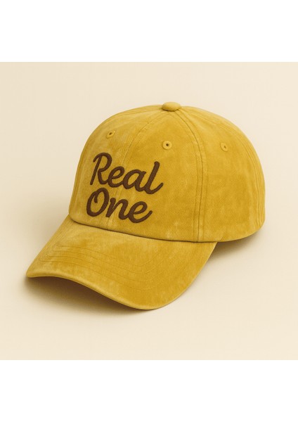 Isme Özel Nakışlı Sarı Vintage Stil Eskitme Kumaş Ayarlanabilir Unisex Beyzbol Şapkası fırsatları