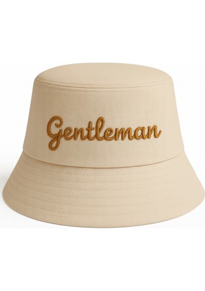 Isme Özel Nakışlı Unisex Krem Bucket Şapka