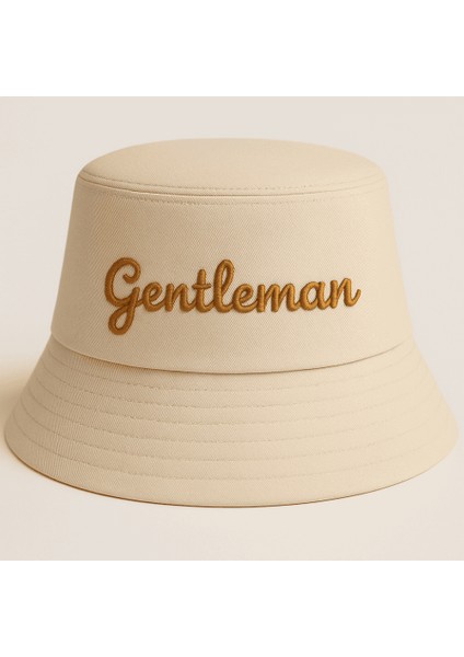 Isme Özel Nakışlı Unisex Krem Bucket Şapka modelleri