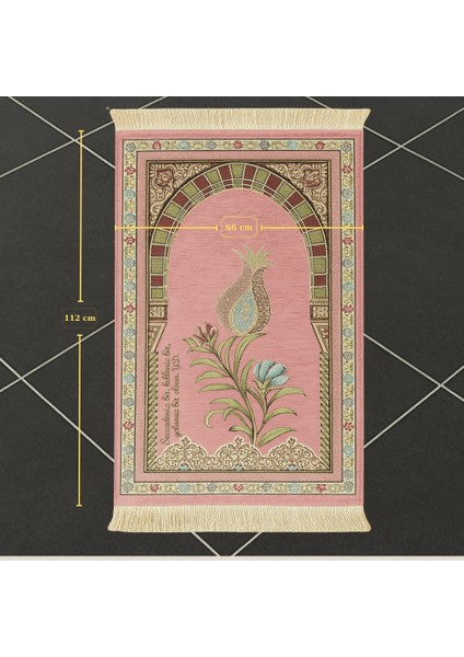 Kişiye Özel Nakış Işlemeli Lale Motifli Astarlı Saçaklı Siyah Renk Hediyelik Seccade fırsatları