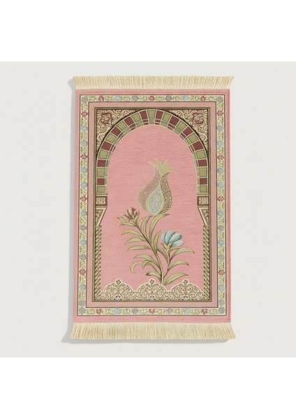 Kişiye Özel Nakış Işlemeli Lale Motifli Astarlı Saçaklı Siyah Renk Hediyelik Seccade indirimleri