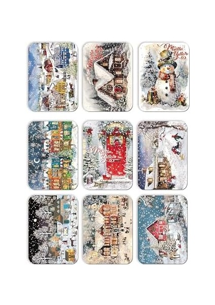 Mia 36 Lı Simli Yılbaşı Kartpostal Seti Yeni Yıl Kardan Adam Kış Manzara Nostalji fiyatları