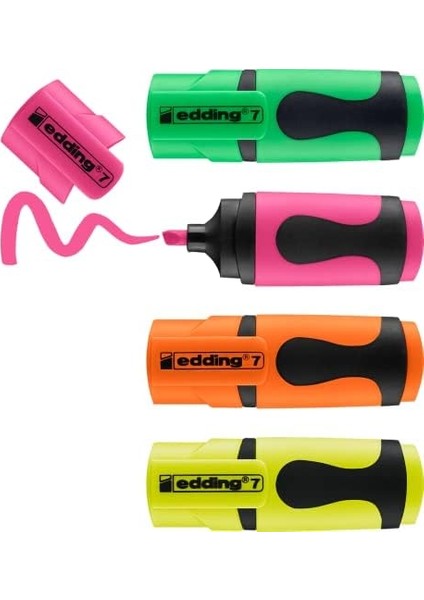 Edding 7 Mini Fosforlu Kalem 4'lü Set Karışık