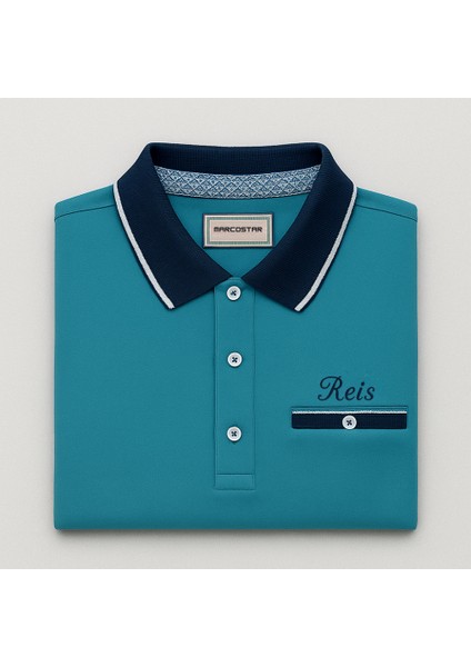 Kişiye Özel Nakışlı Kısa Kollu Triko Yaka Premium Turkuaz Tişört Xl indirimleri