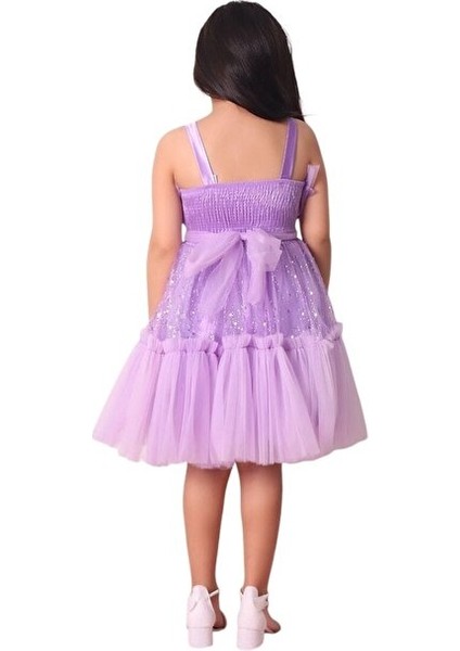 Tüllü Pul Işlemeli Kısa Kız Çocuk Abiye Elbise 5-10 Yaş fırsatları