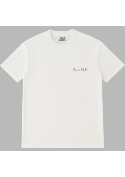 Kişiye Özel Nakışlı Yakası Biyeli Kısa Kollu Bisiklet Yaka Premium Bej Oversize Tişört M modelleri