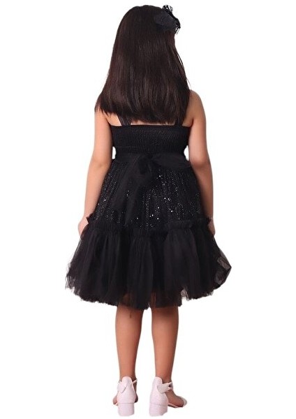 Tüllü Pul Işlemeli Kısa Kız Çocuk Abiye Elbise 5-10 Yaş modelleri