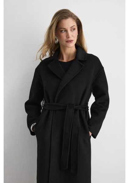 Astarsız Klasik Yün Manto - Siyah fiyatları