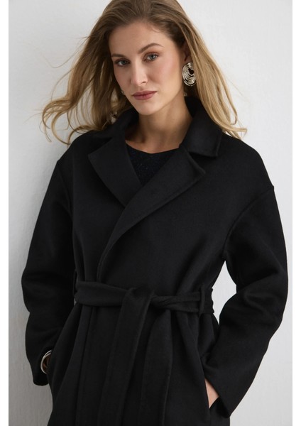 Astarsız Klasik Yün Manto - Siyah modelleri