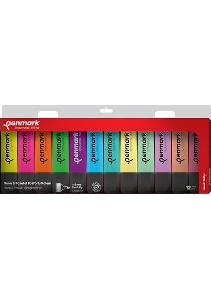 Fosforlu Kalem 12'li Karışık Renk 6 Pastel ve 6 Neon