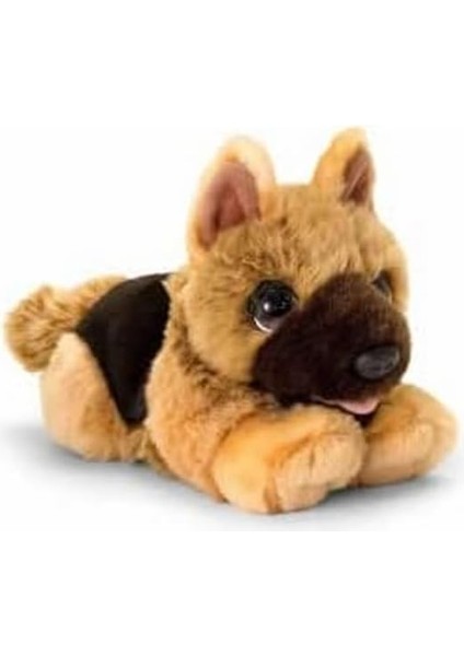 Keel Toys SD2532 Yumuşak Oyuncak Imzalı Yavru Köpek Alsatian, Siyah, Kahverengi