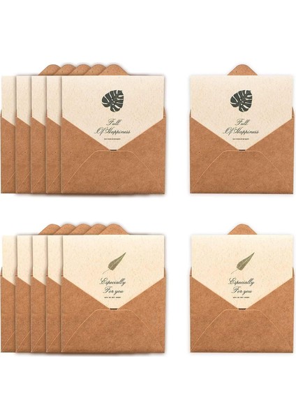 Zarf Tebrik Kartı, 12 Parça Brown Paper, Yapışkanlı Kapama Stickerları ile Birlikte, Vintage Tasarım, Mektup ve Özel Günler Için Şık Tebrik Kartları Seti fiyatları