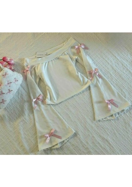 Coquette Lolita Kurdeleli Parıltılı Ispanyol Kol Madonna Yaka Tam Boy Bluz