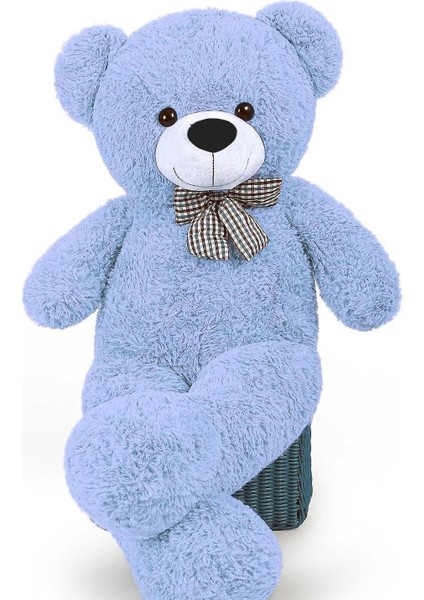 80 cm Papyonlu Sevimli Peluş Şaşkın Ayı - Sevgiliye Özel Hediye Açık Mavi modelleri