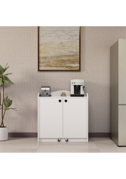 Kahve Köşesi Çok Amaçlı Dolap Erzak Dolabı Kiler Dolabı Mutfak Dolabı Beyaz