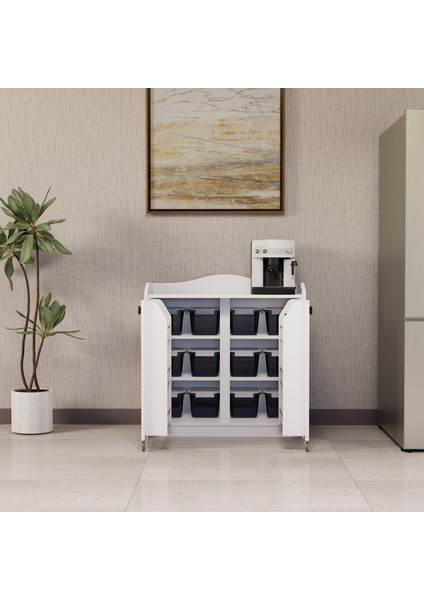 Kahve Köşesi Çok Amaçlı Dolap Erzak Dolabı Kiler Dolabı Mutfak Dolabı Beyaz modelleri