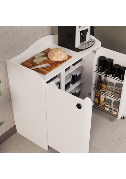 Kahve Köşesi Çok Amaçlı Dolap Erzak Dolabı Kiler Dolabı Mutfak Dolabı Beyaz fırsatları