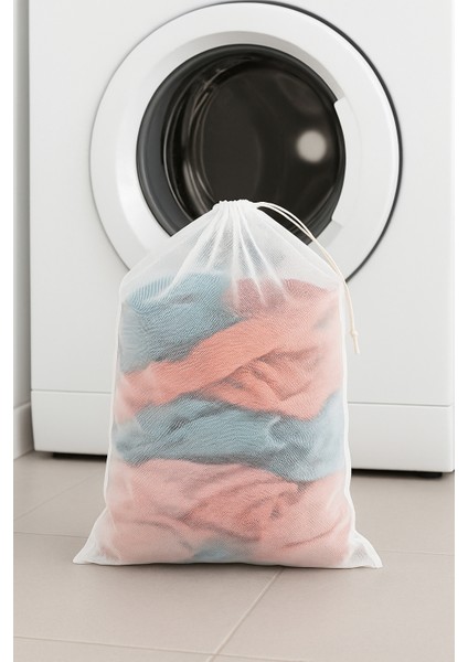 3’lü Çamaşır Filesi Seti 40×60 cm – Ayakkabı ve Çamaşırlar Için Dayanıklı Yıkama Filesi – Ipli Büzgülü File Torba indirimleri