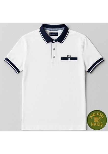 Kişiye Özel Nakışlı Kısa Kollu Triko Yaka Premium Beyaz Tişört 2xl