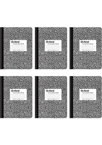 Composition Not Defteri, Geniş Çizgili Kağıt, 24 x 19 Cm, 100 Yaprak, Siyah, 6 Adet (63764)