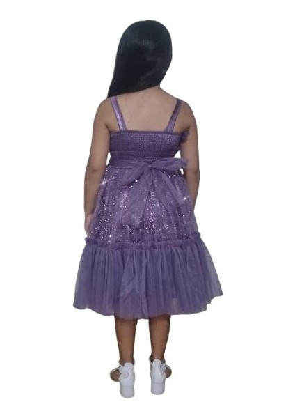 Tüllü Pul Işlemeli Kısa Kız Çocuk Abiye Elbise 5-10 Yaş indirimleri