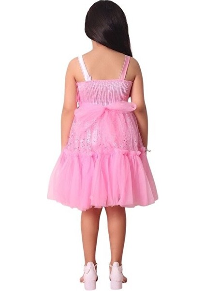 Tüllü Pul Işlemeli Kısa Kız Çocuk Abiye Elbise 5-10 Yaş fırsatları