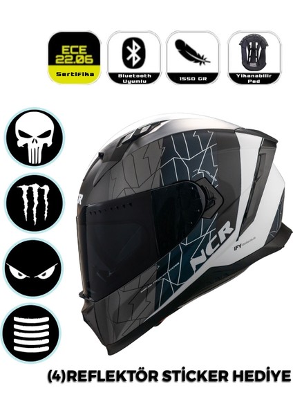 Ncr Stream Kapalı Kask Siyah Vizörlü (Ece-06)