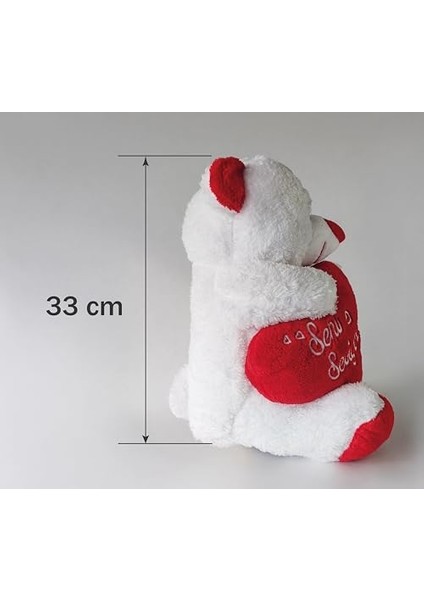 "seni Seviyorum" Mesajlı Peluş Ayıcık 45CM | Yıl Dönümü ve Sevgililer Günü Için Romantik Hediye | Kalp Nakışlı, Sevgi Dolu Öğretmenler Günü Hediyesi