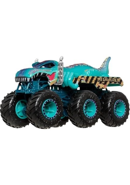 Oyuncak Arabalar ve Trucks, Köpek Balığı ve Dinozor Çoklu Paketi, 2 Büyük Tır, 1:64 Ölçekli 2 Trucks ve 1:64 Ölçekli 2 Araç, JGD68