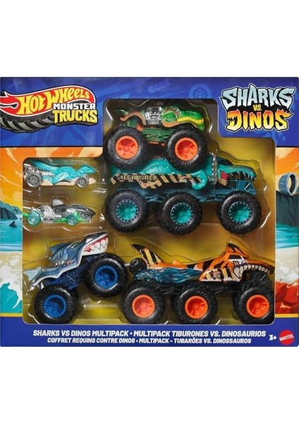 Oyuncak Arabalar ve Trucks, Köpek Balığı ve Dinozor Çoklu Paketi, 2 Büyük Tır, 1:64 Ölçekli 2 Trucks ve 1:64 Ölçekli 2 Araç, JGD68 fiyatları